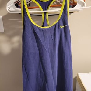 Nike purple and lime green tank top, built in bra, size large.